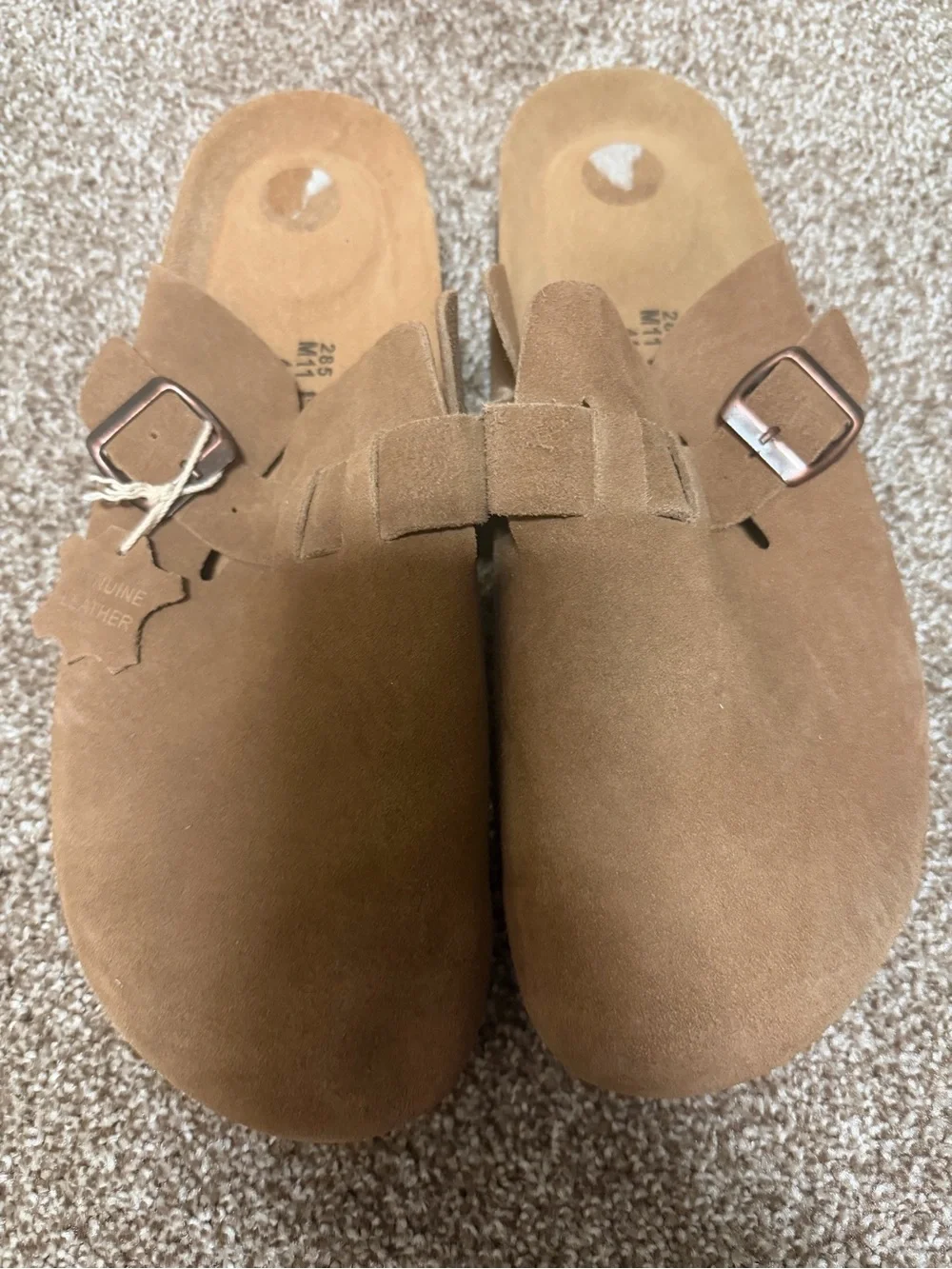 Men's Suede Slip-On Birken Clog Mule in Tan sandal genuine leather